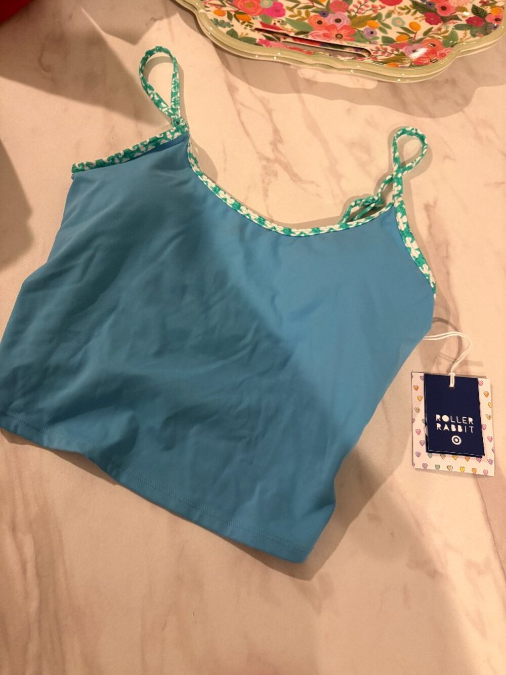 Roller Rabbit Turquoise Star Trim Cami Tank Top New With Tags